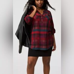 NWT Torrid Harper Challis pullover 3/4 sleeve tunic multi block plaid size Large
